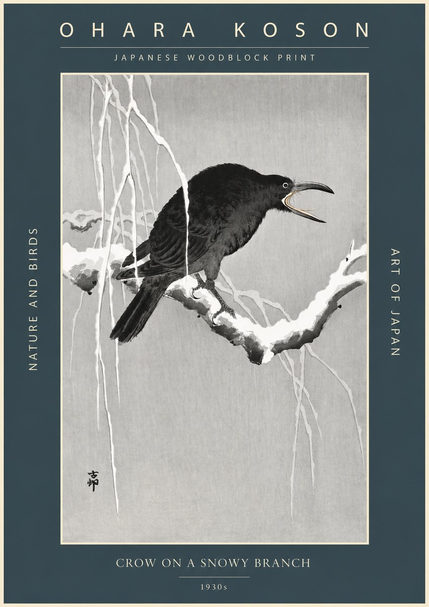 Ohara Koson Crow on a Snowy Branch II No2 - Póster