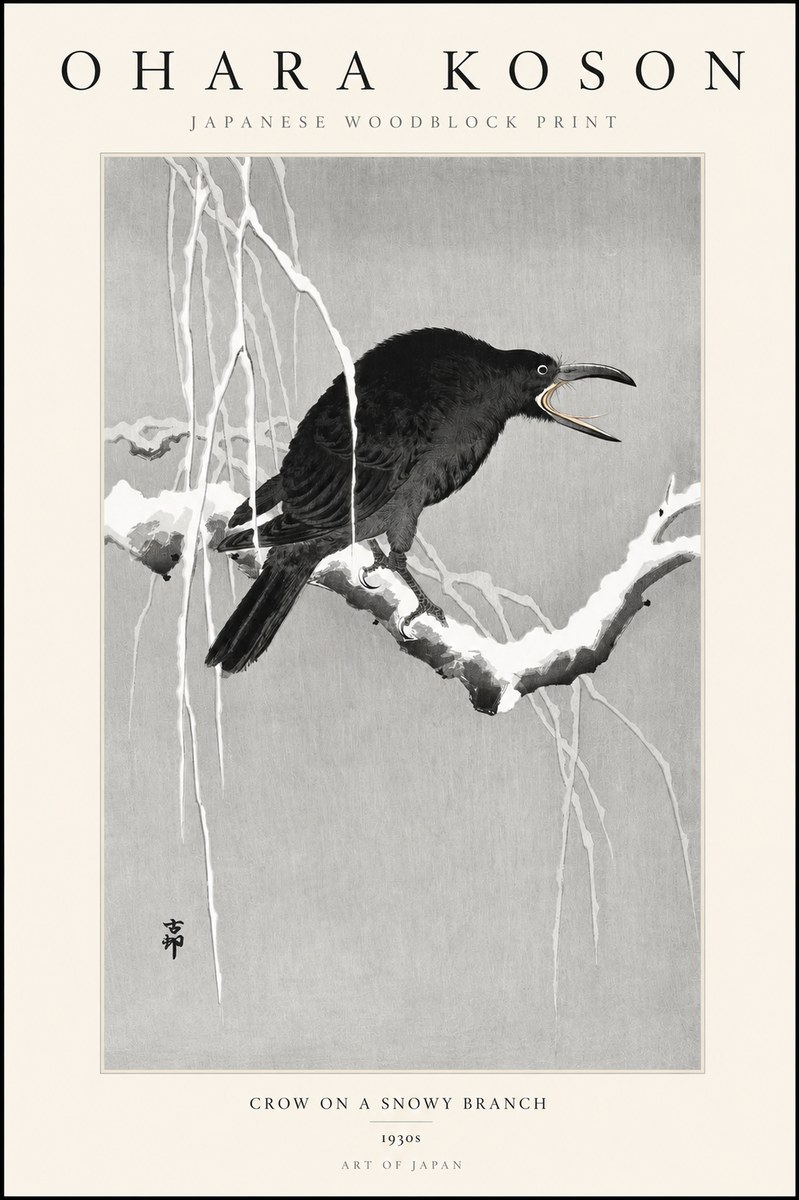 Ohara Koson Crow on a Snowy Branch II No3 - Póster