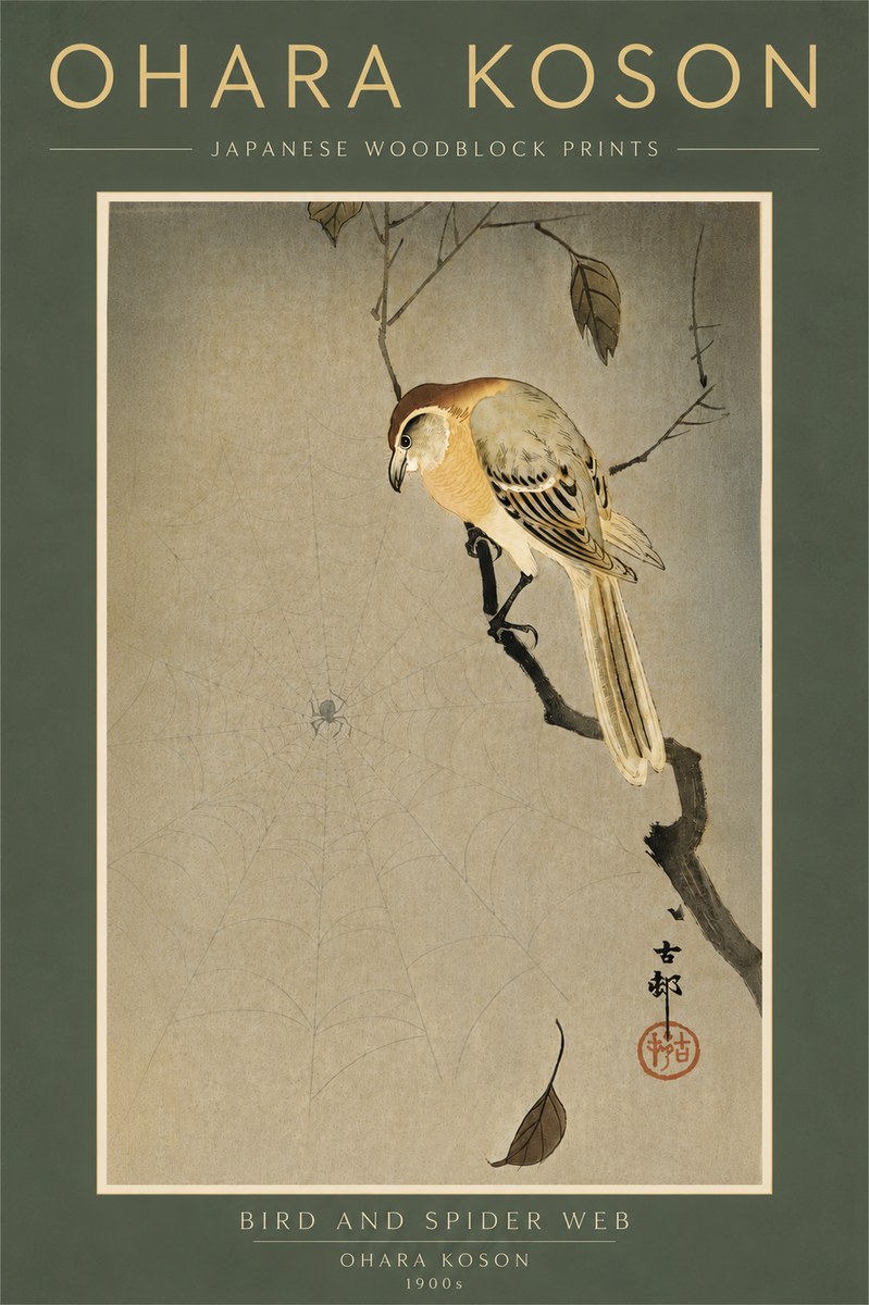 Ohara Koson Bird and Spider Web I No6 - Póster
