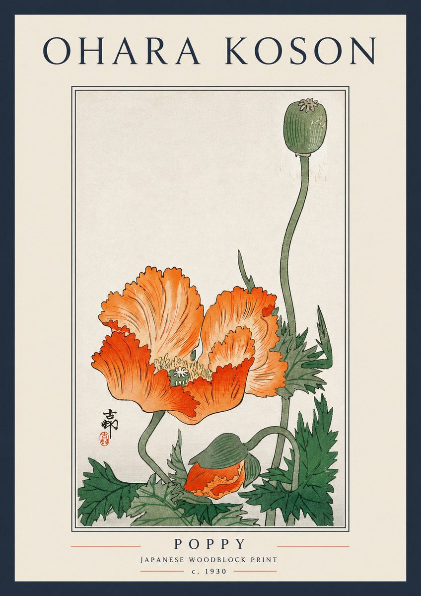 Ohara Koson Poppy No5 - Póster
