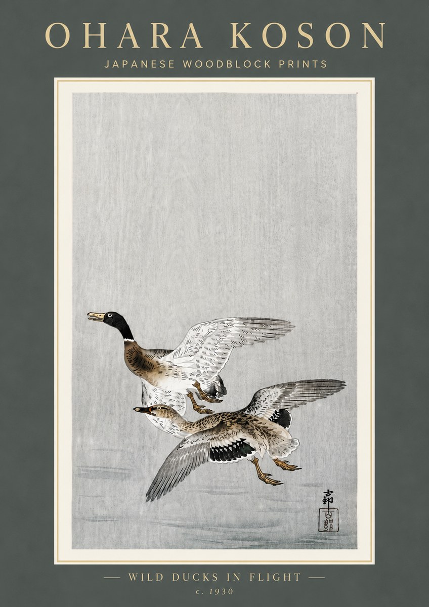 Ohara Koson Wild Ducks in Flight No6 - Póster