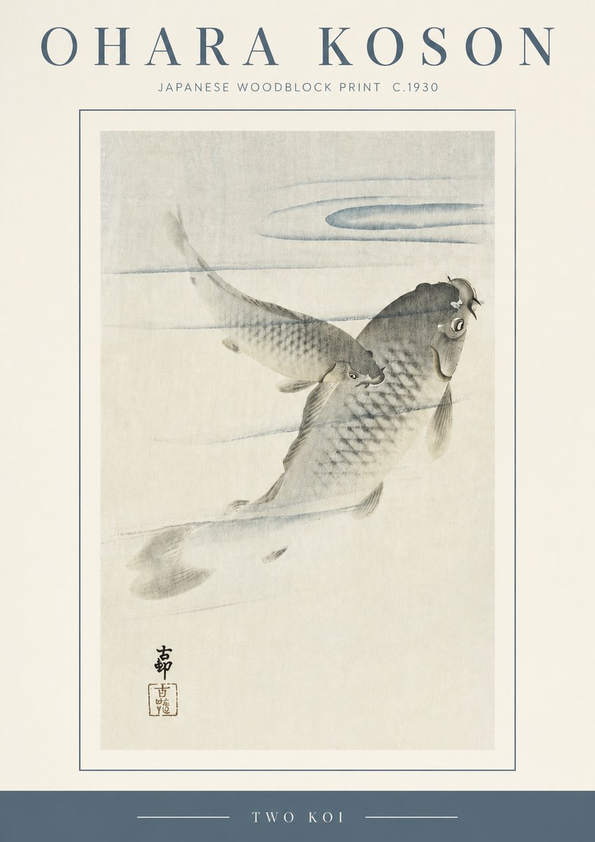 Ohara Koson Two Koi I No3 - Póster