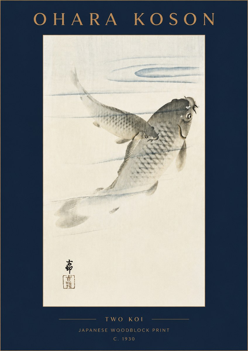 Ohara Koson Two Koi I No4 - Póster