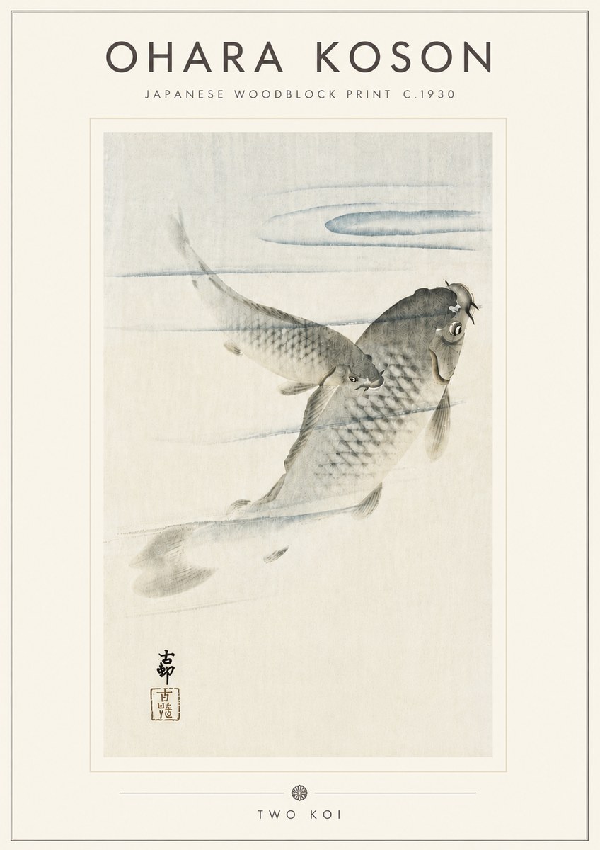 Ohara Koson Two Koi I No5 - Póster