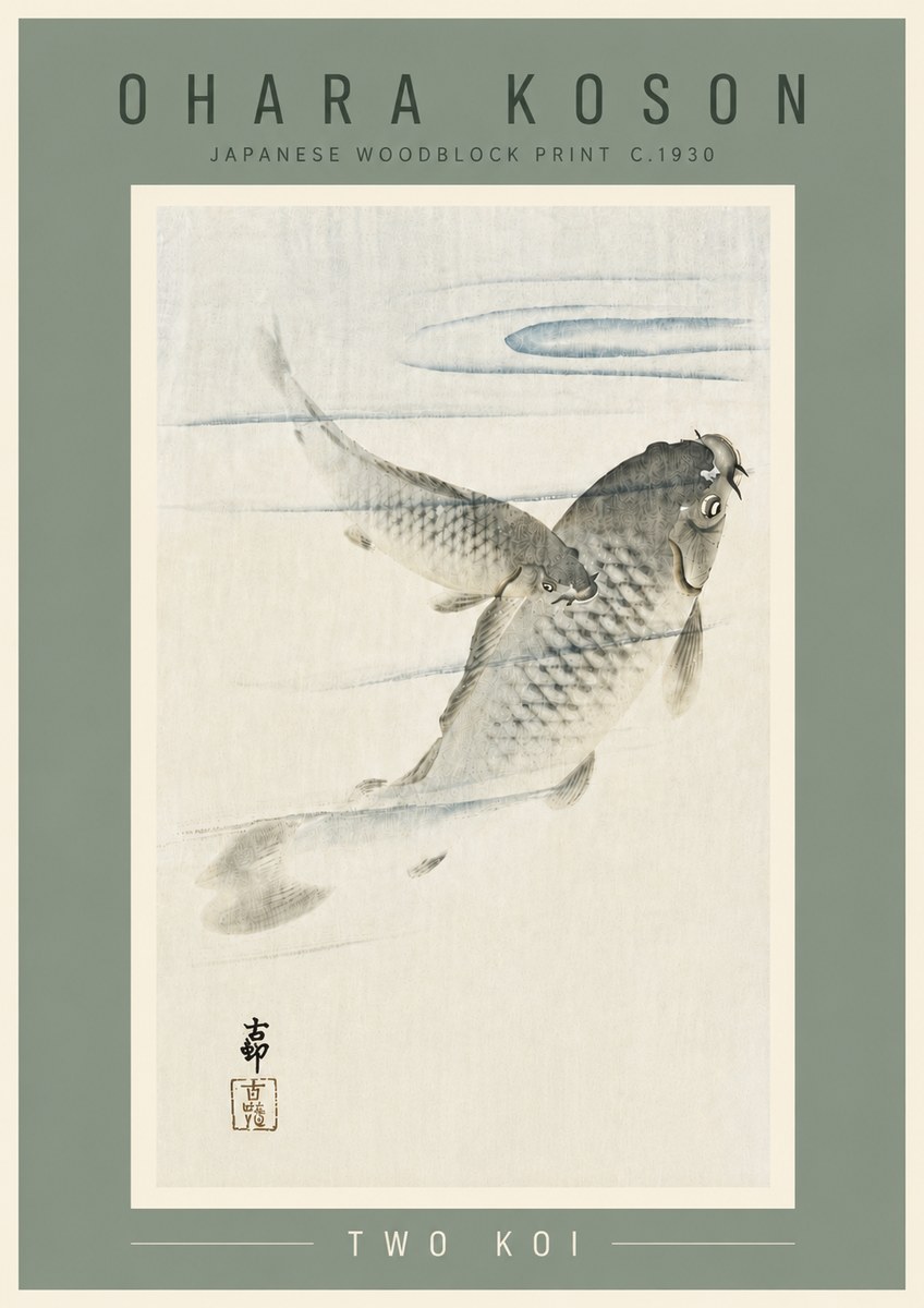 Ohara Koson Two Koi I No6 - Póster