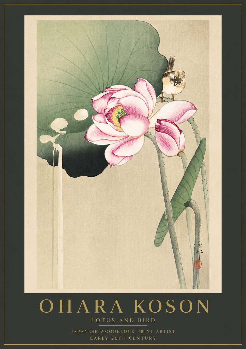 Ohara Koson Lotus and Bird No6 - Póster