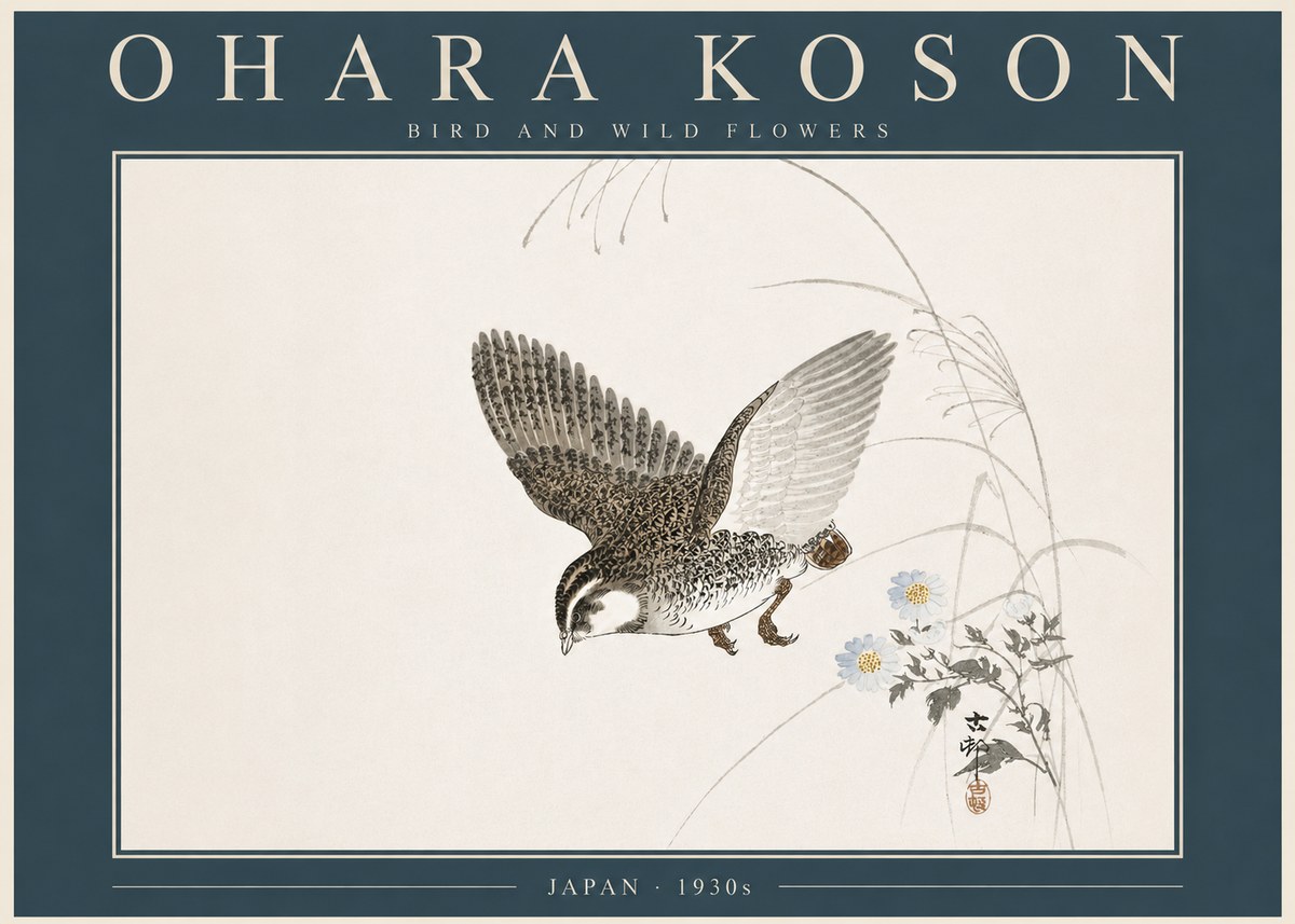 Ohara Koson Bird and Wild Flowers No5 - Póster