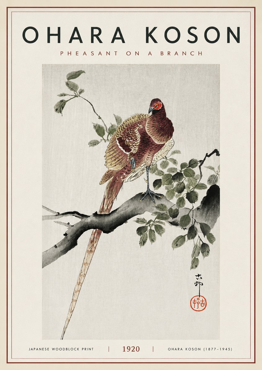 Ohara Koson Pheasant on a Branch No6 - Póster
