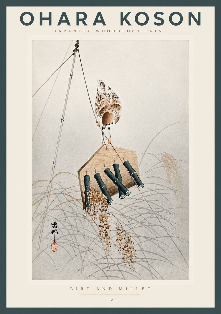Ohara Koson Bird and Millet No4 - Póster
