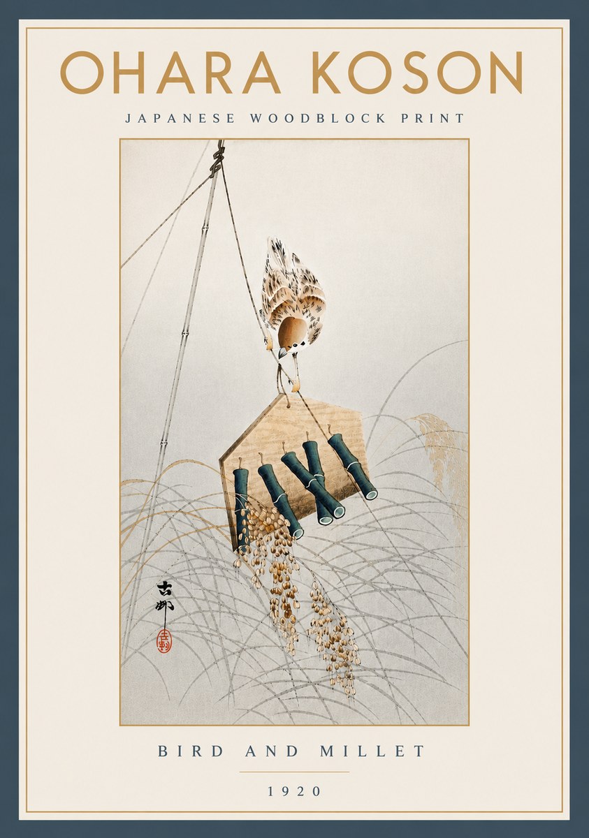 Ohara Koson Bird and Millet No5 - Póster