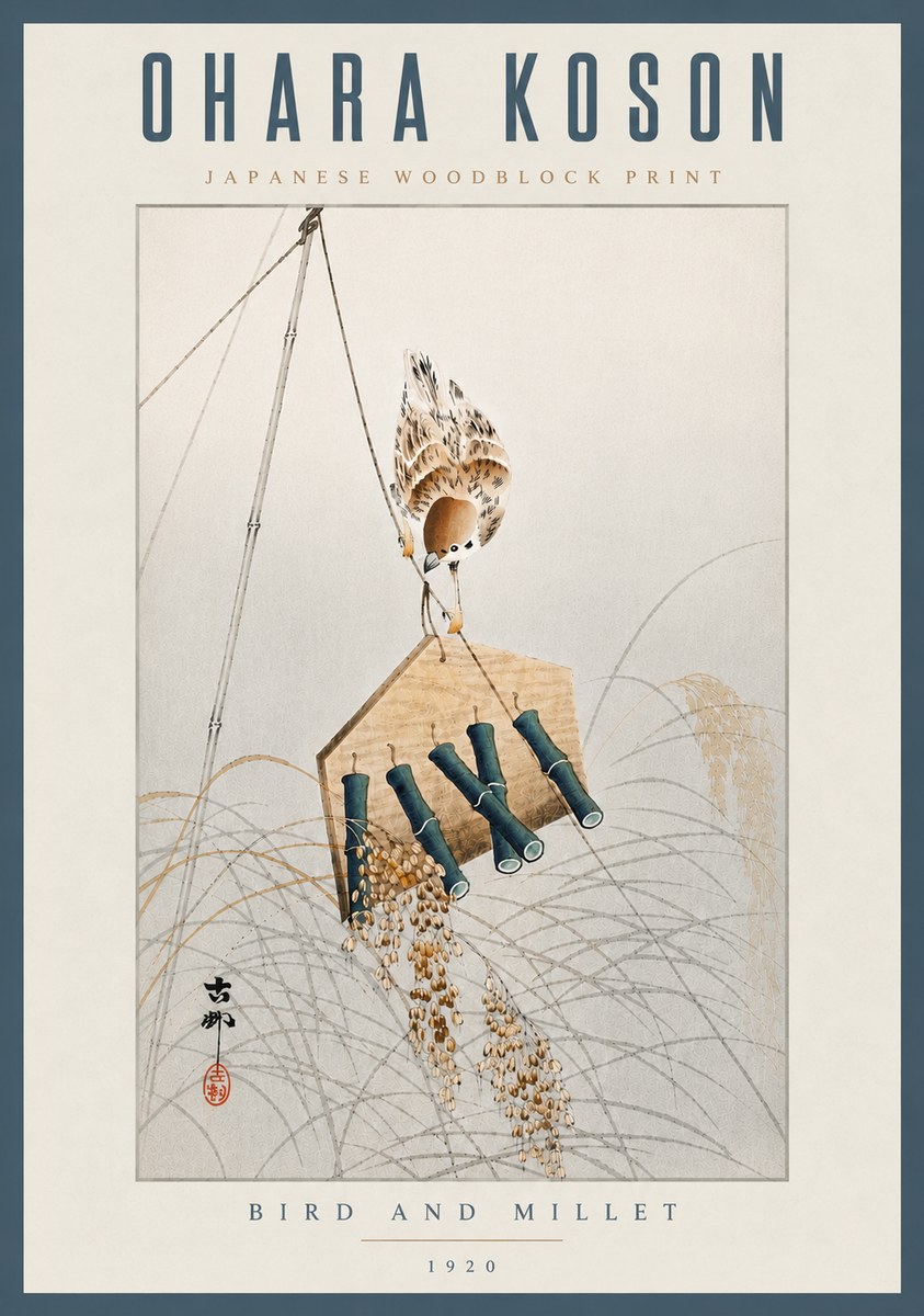 Ohara Koson Bird and Millet No6 - Póster