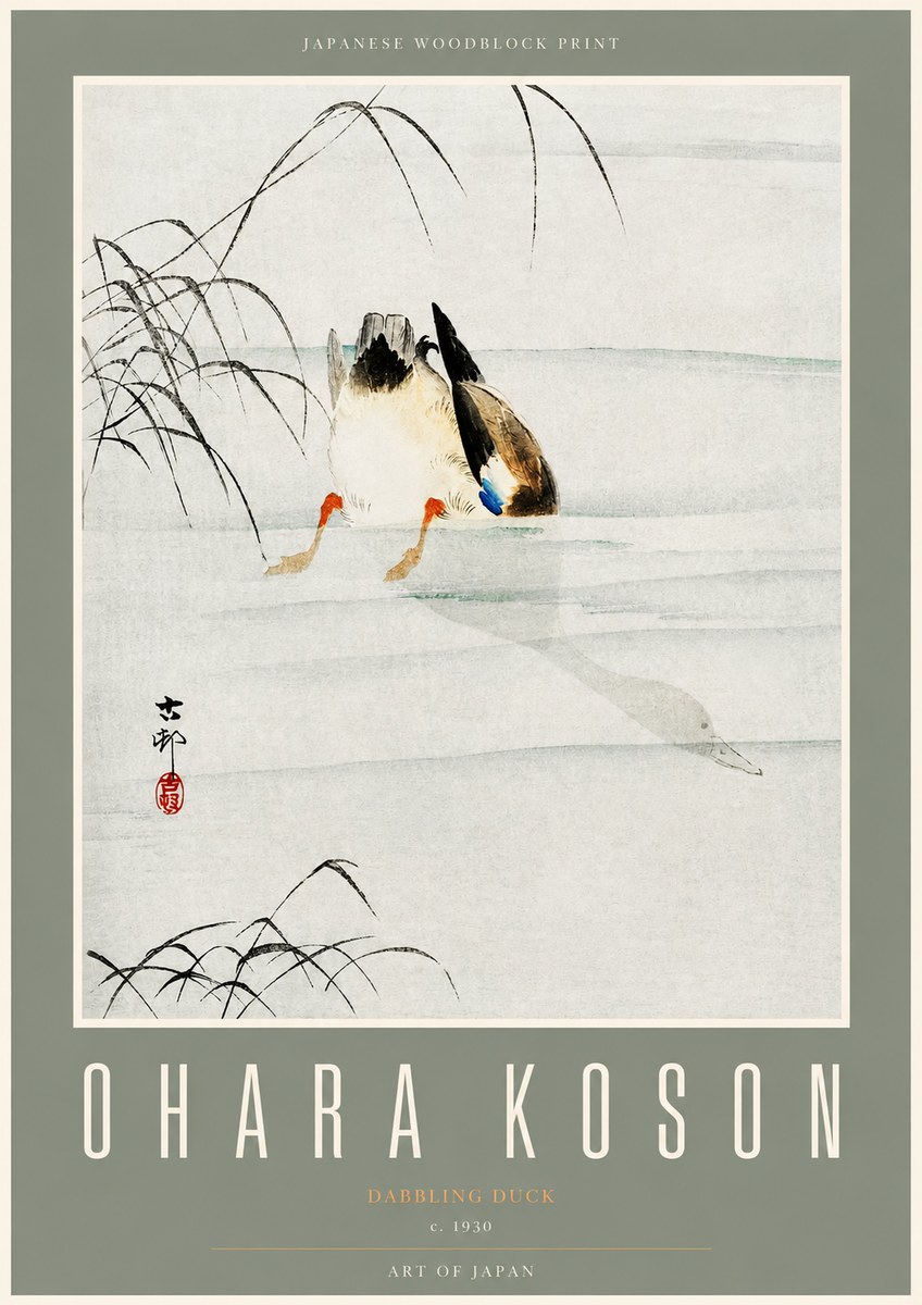 Ohara Koson Dabbling Duck No2 - Póster