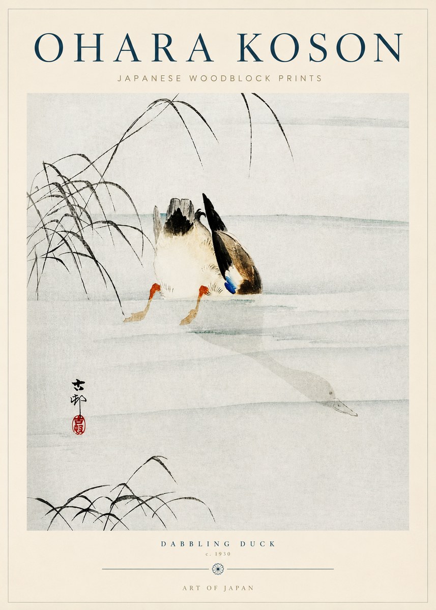 Ohara Koson Dabbling Duck No3 - Póster