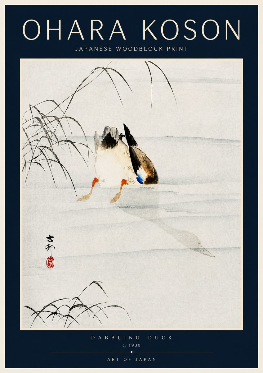 Ohara Koson Dabbling Duck No4 - Póster