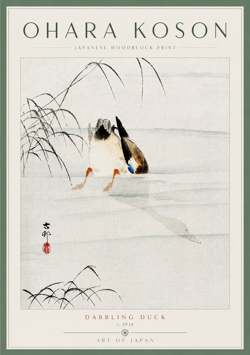 Ohara Koson Dabbling Duck No5 - Póster