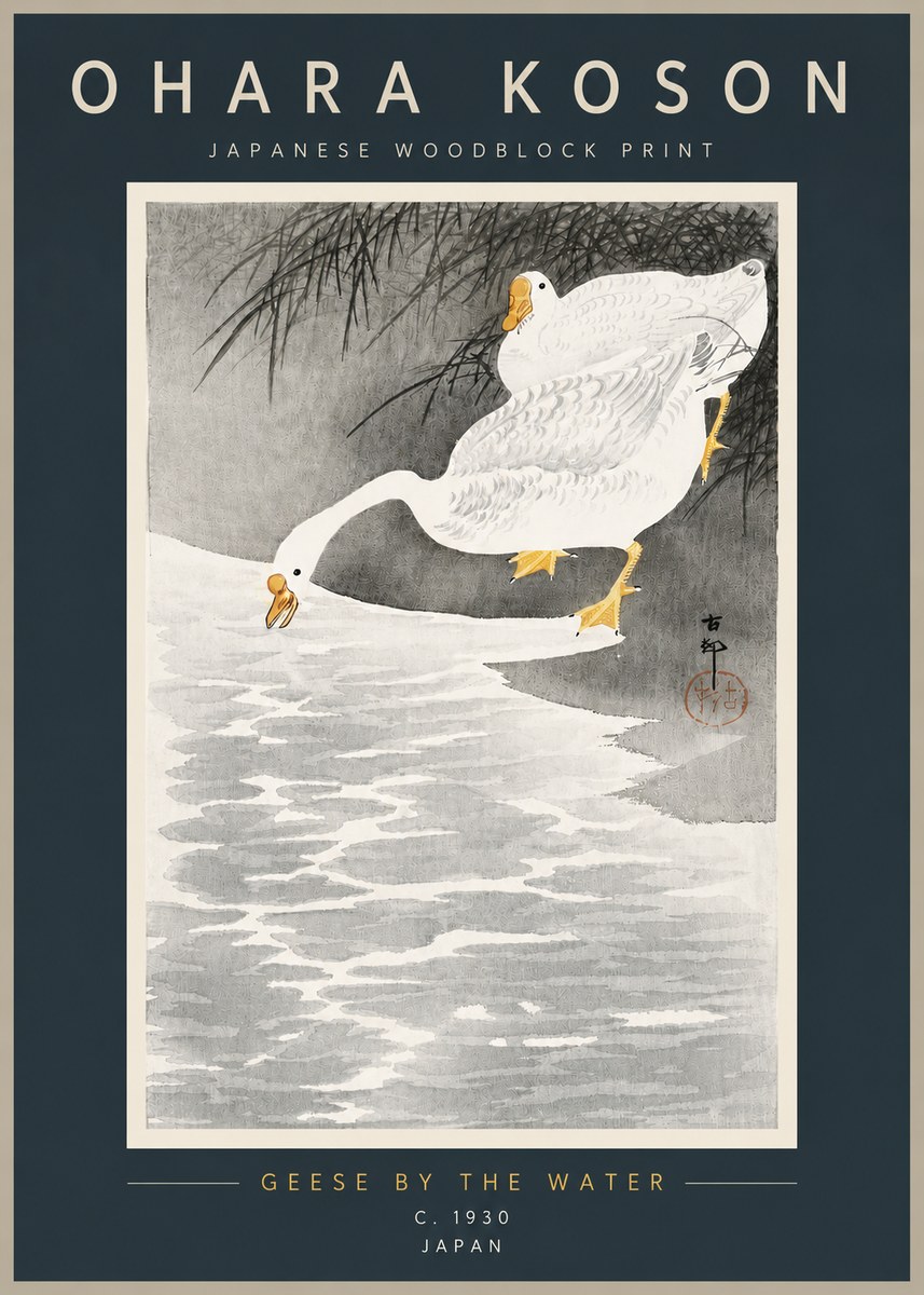 Ohara Koson Geese by the Water No3 - Póster
