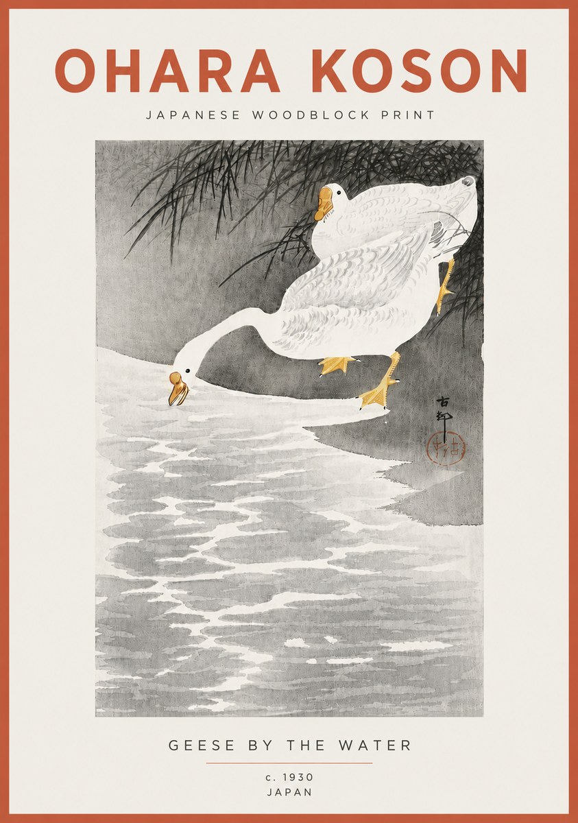 Ohara Koson Geese by the Water No4 - Póster