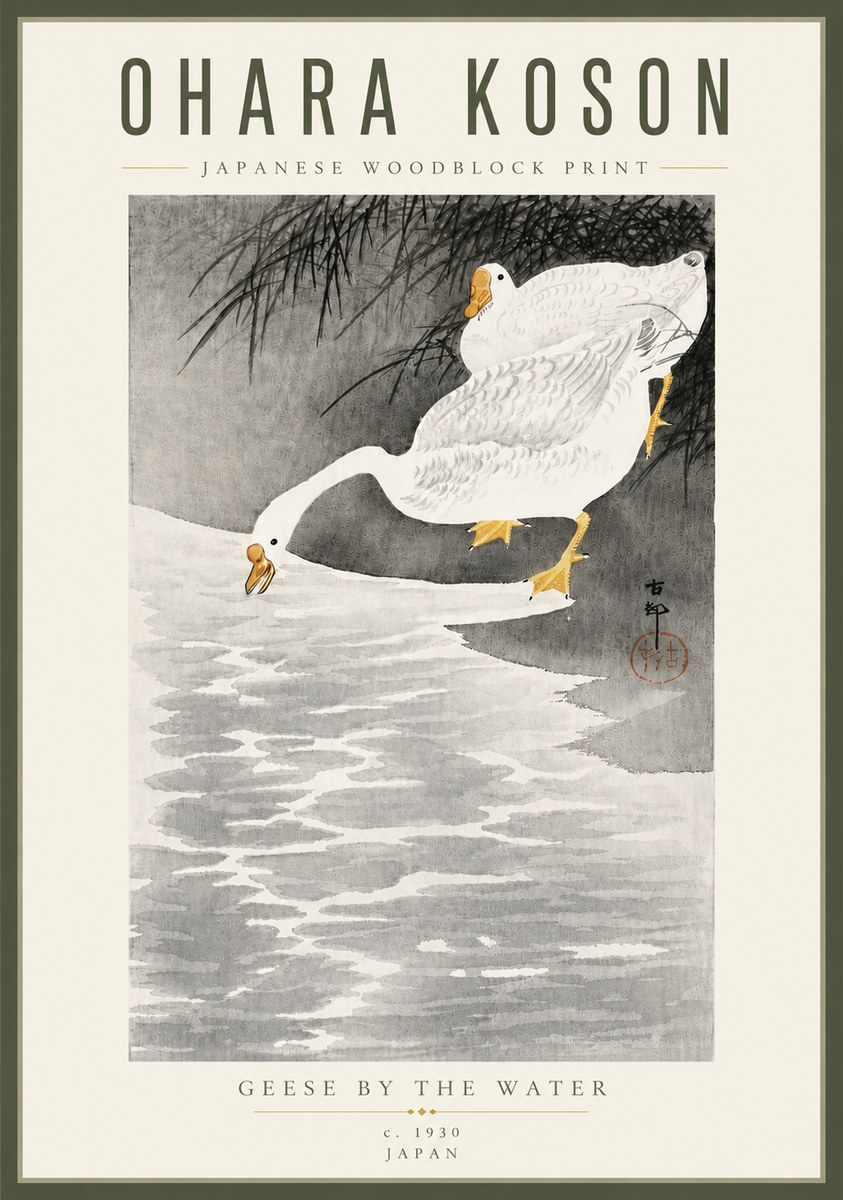 Ohara Koson Geese by the Water No5 - Póster
