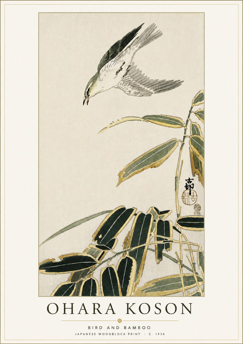 Ohara Koson Bird and Bamboo No4 - Póster