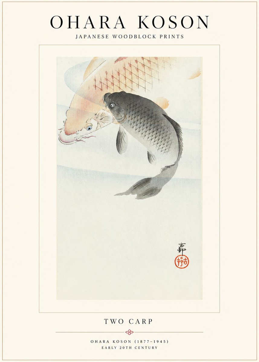 Ohara Koson Two Carp No1 - Póster