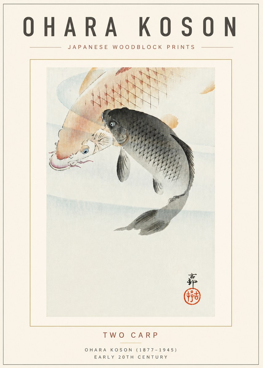 Ohara Koson Two Carp No4 - Póster