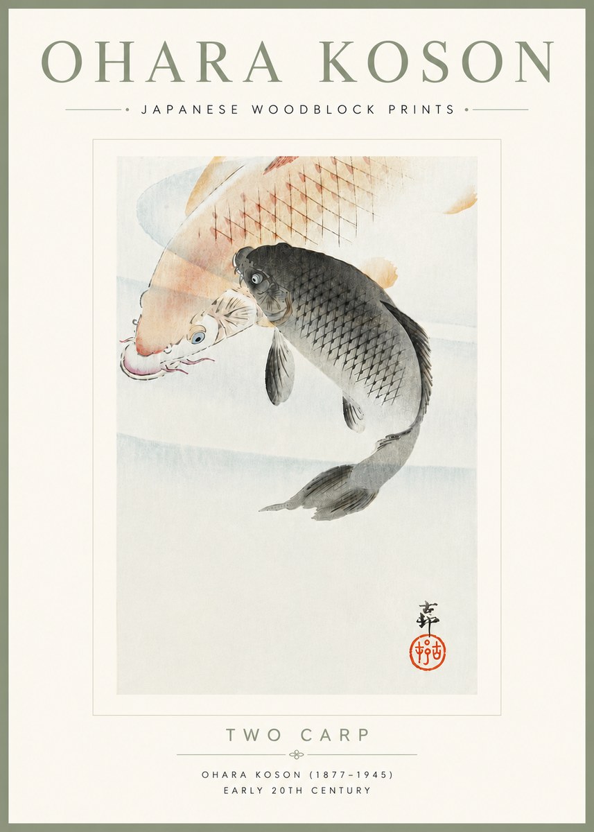 Ohara Koson Two Carp No6 - Póster