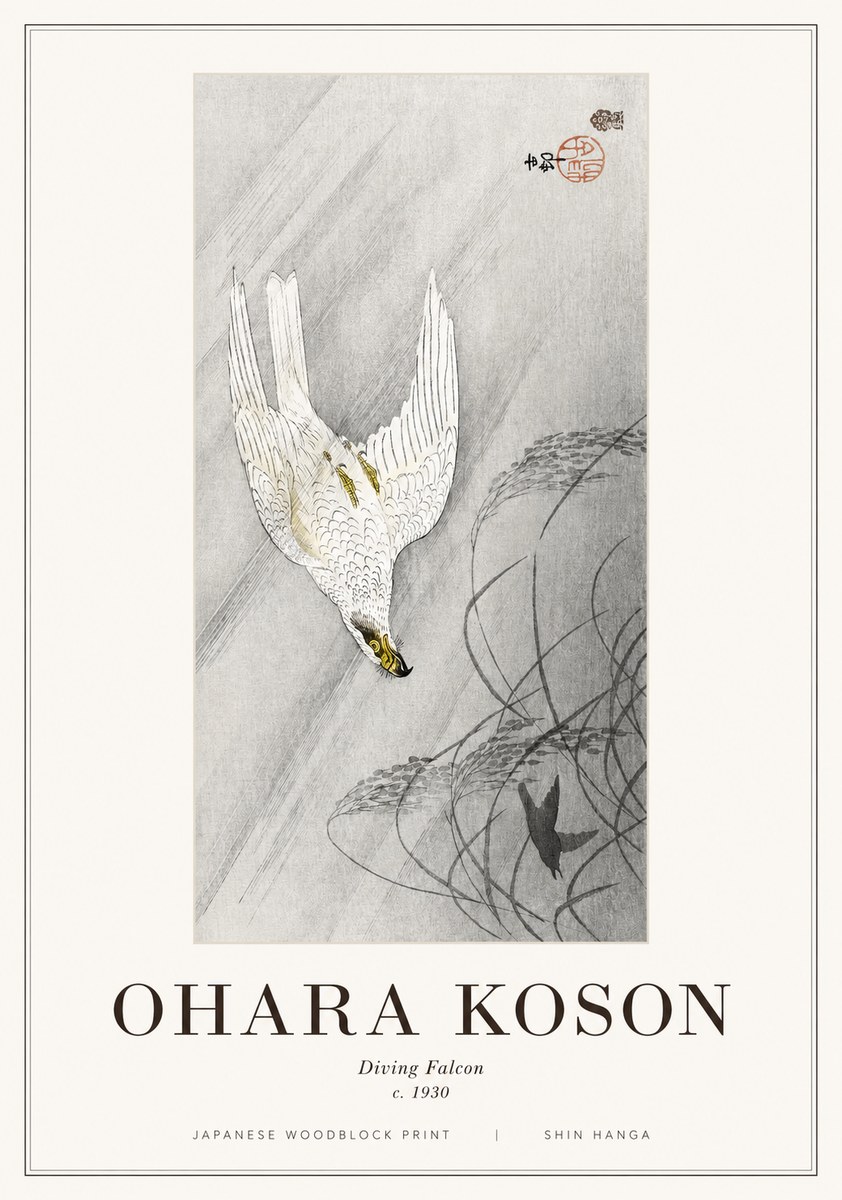 Ohara Koson Diving Falcon No1 - Póster