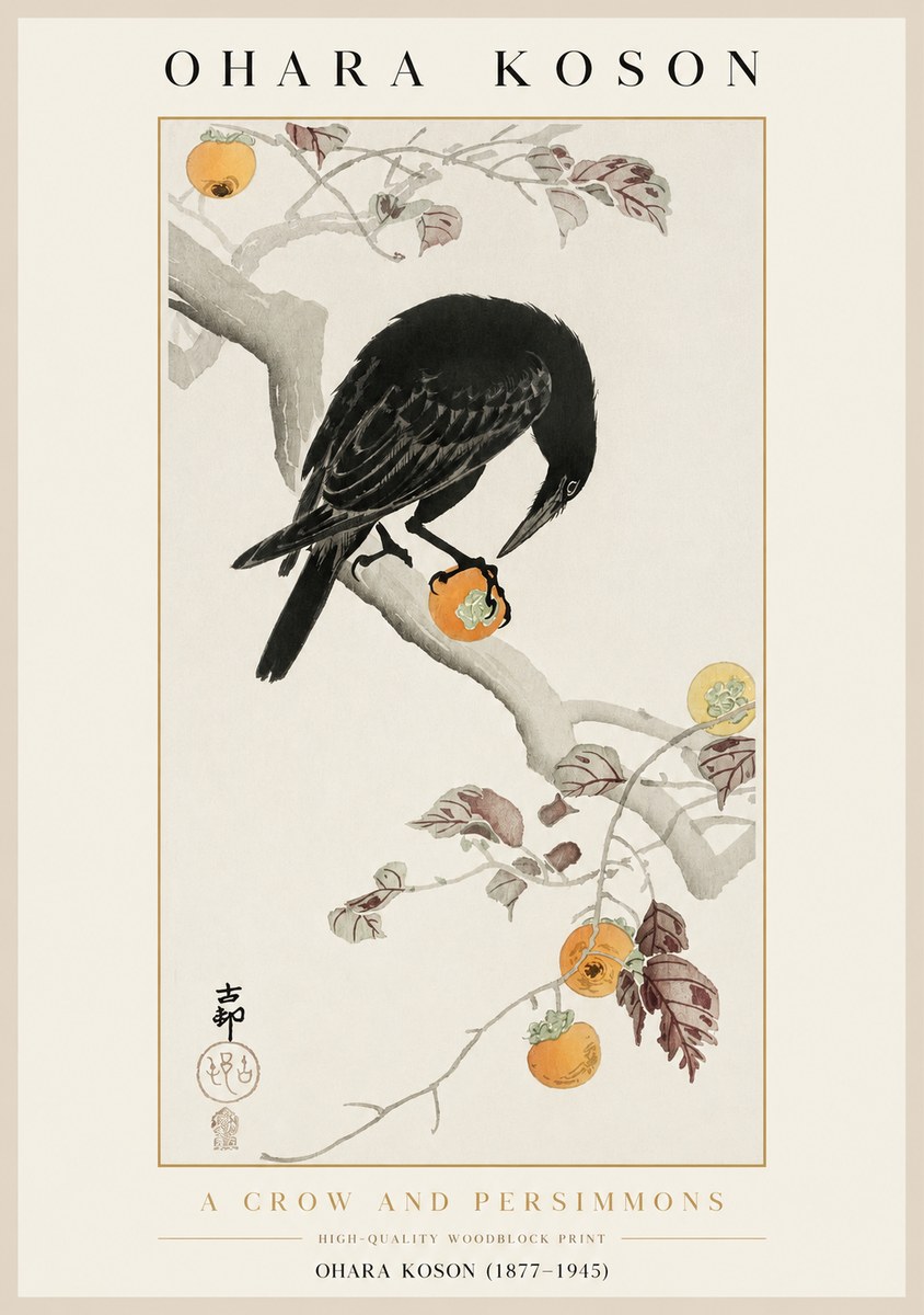 Ohara Koson A Crow and Persimmons No1 - Póster