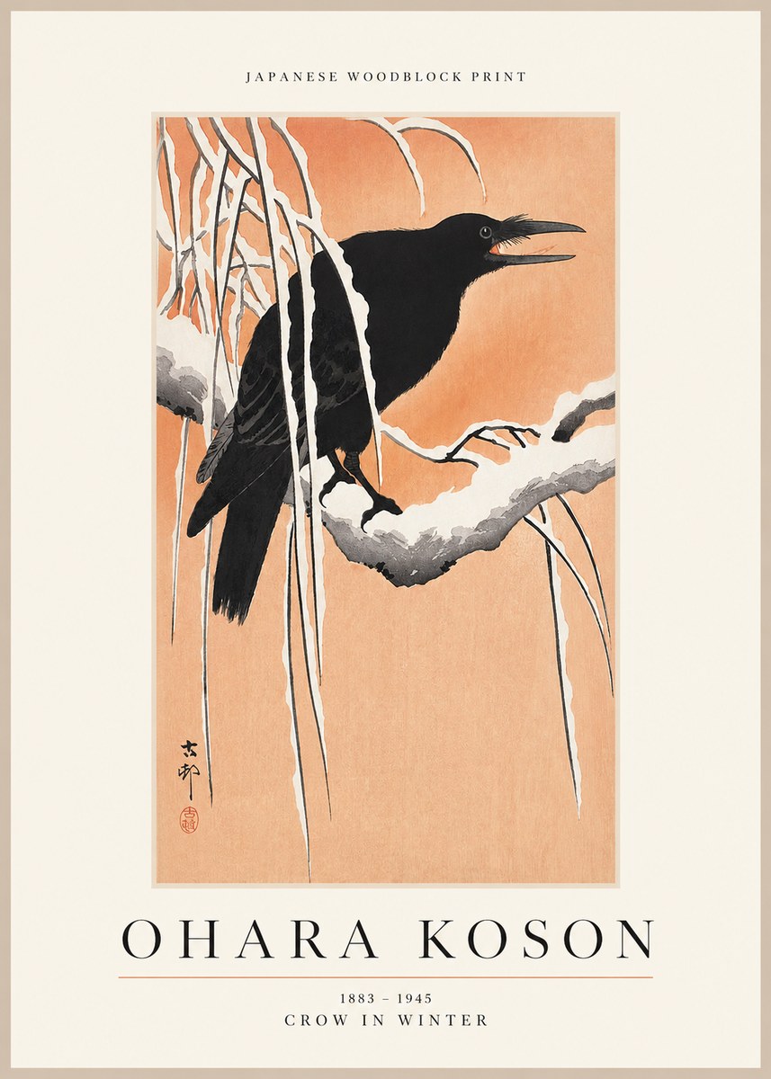 Ohara Koson Crow in Winter II No1 - Póster