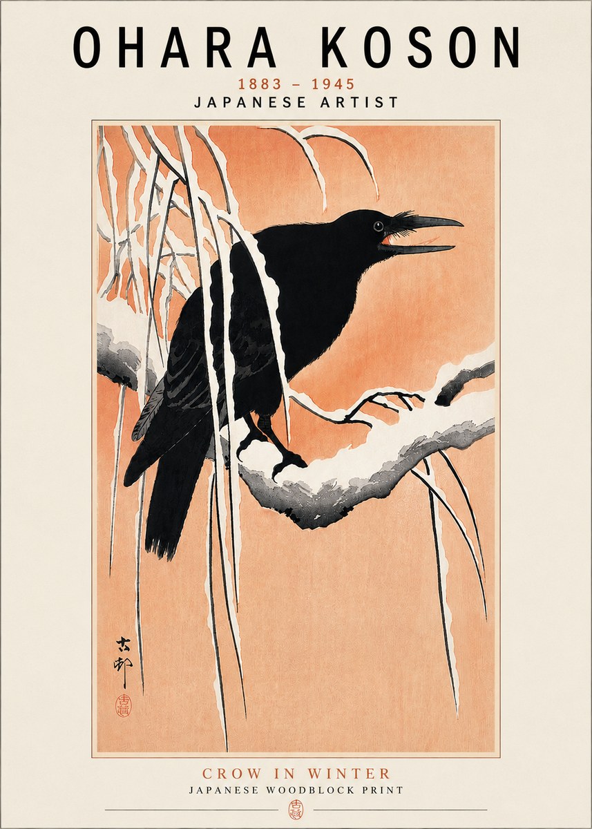 Ohara Koson Crow in Winter II No3 - Póster