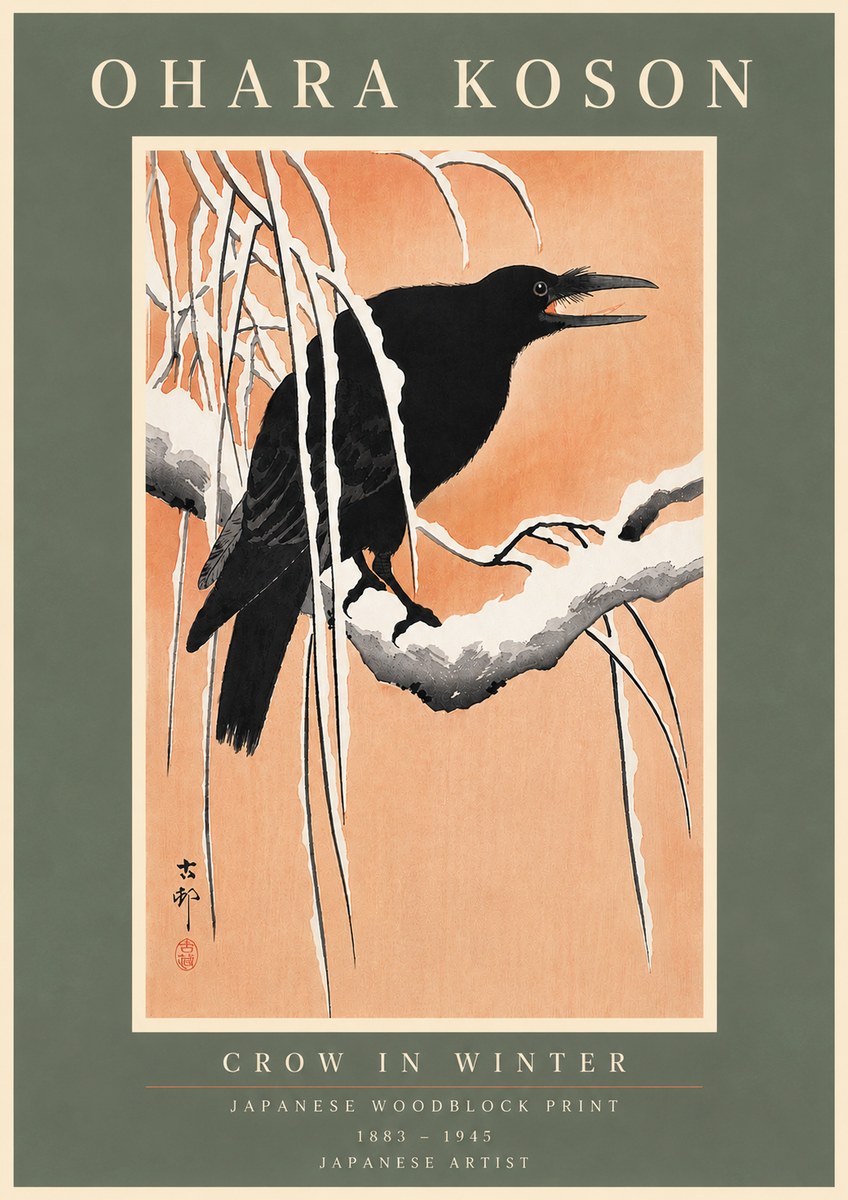 Ohara Koson Crow in Winter II No5 - Póster