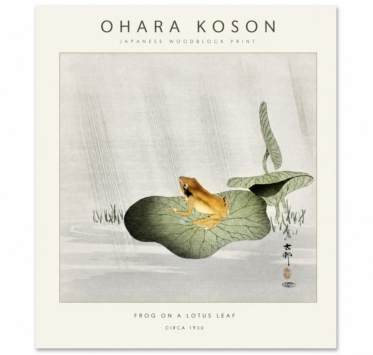 Ohara Koson Frog on a Lotus Leaf No1 - Póster