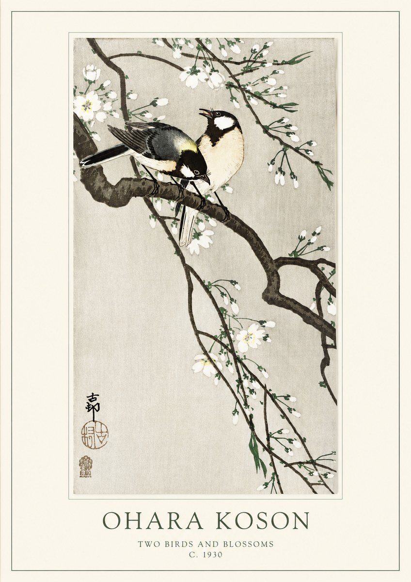 Ohara Koson Two Birds and Blossoms II No1 - Póster