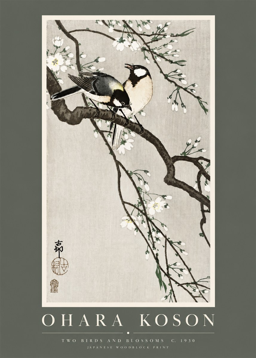 Ohara Koson Two Birds and Blossoms II No2 - Póster