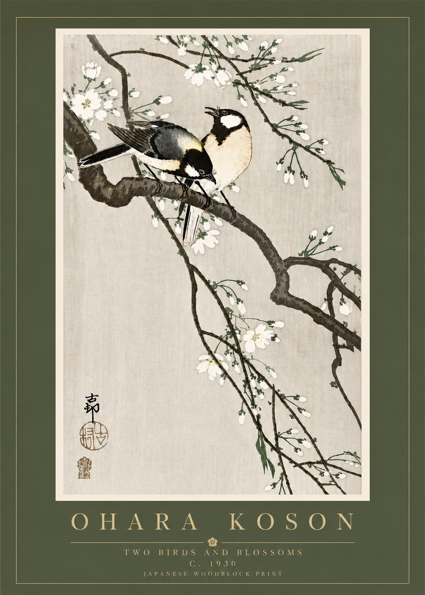 Ohara Koson Two Birds and Blossoms II No5 - Póster