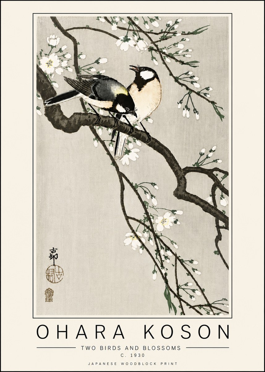 Ohara Koson Two Birds and Blossoms II No6 - Póster