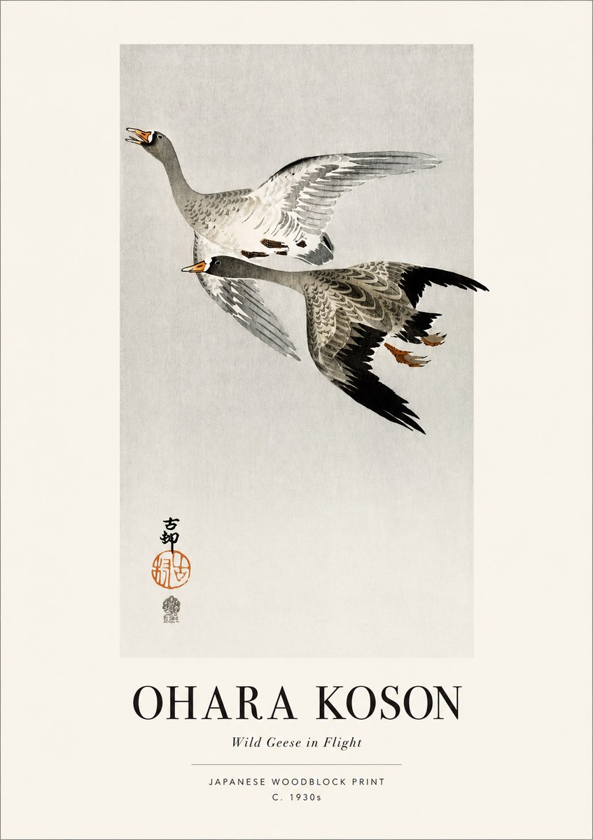 Ohara Koson Wild Geese in Flight III No1 - Póster