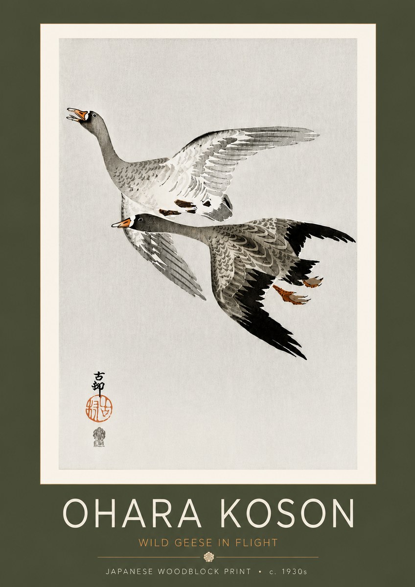 Ohara Koson Wild Geese in Flight III No4 - Póster