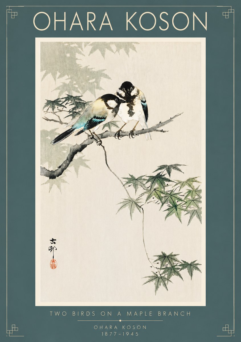 Ohara Koson Two Birds on a Maple Branch No5 - Póster
