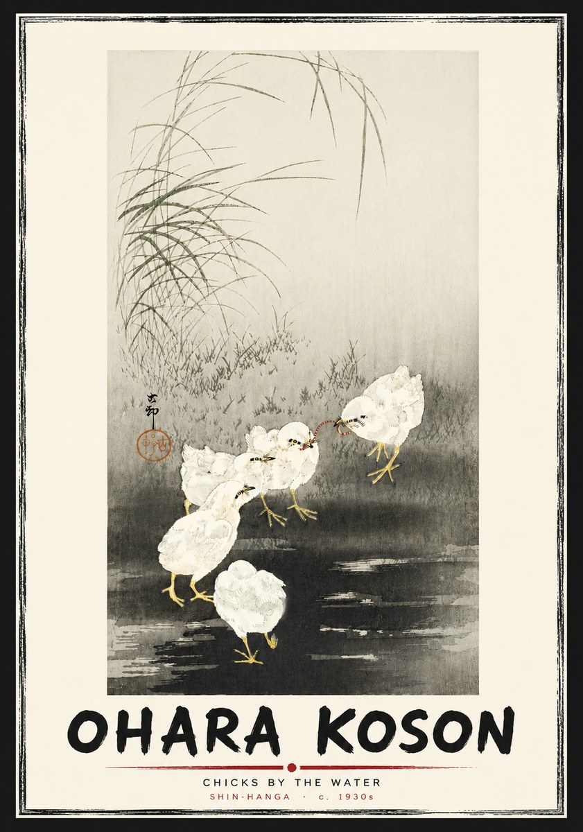 Ohara Koson Chicks by the Water No5 - Póster