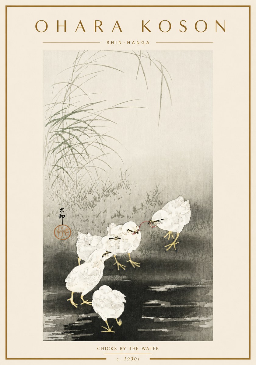 Ohara Koson Chicks by the Water No6 - Póster