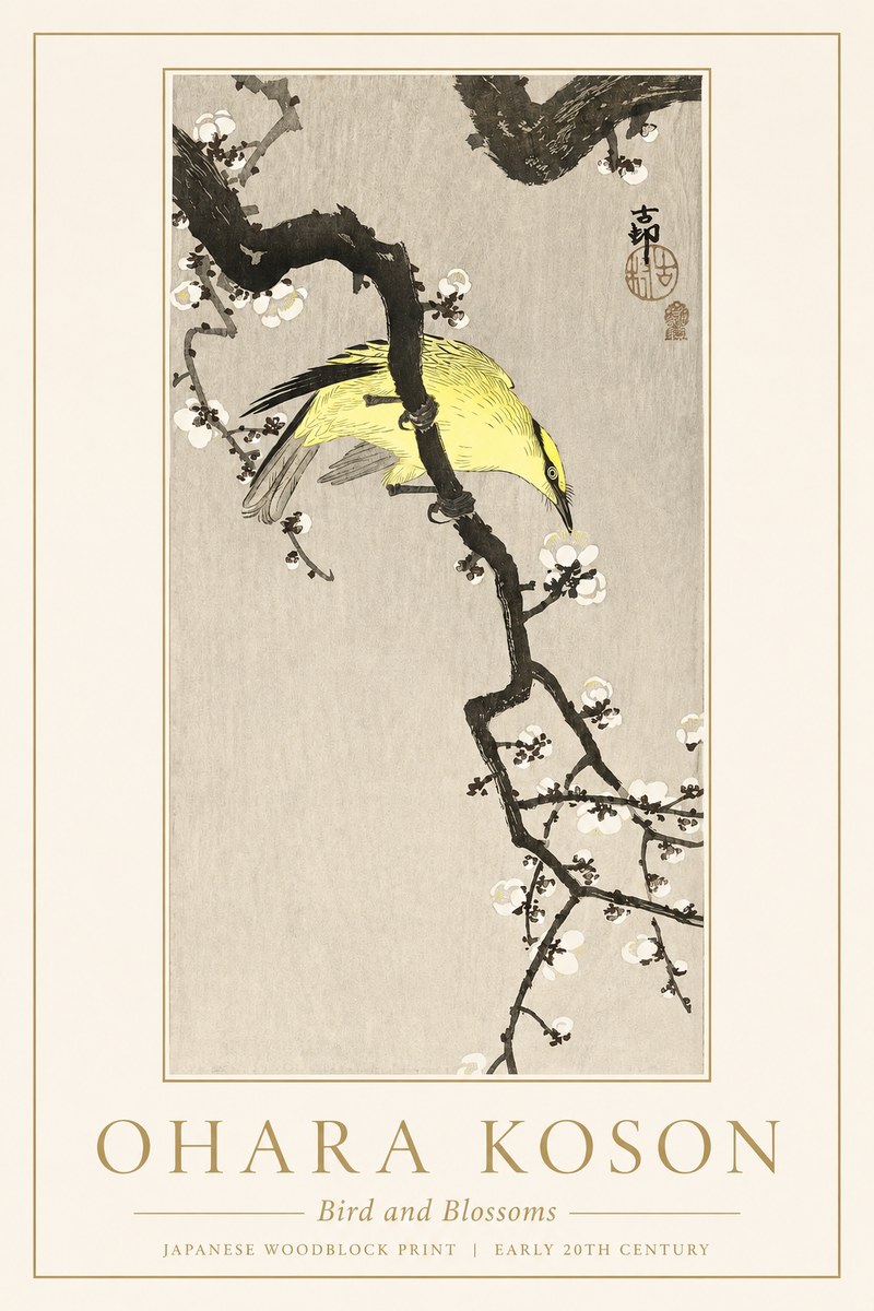 Ohara Koson Bird and Blossoms No1 - Póster