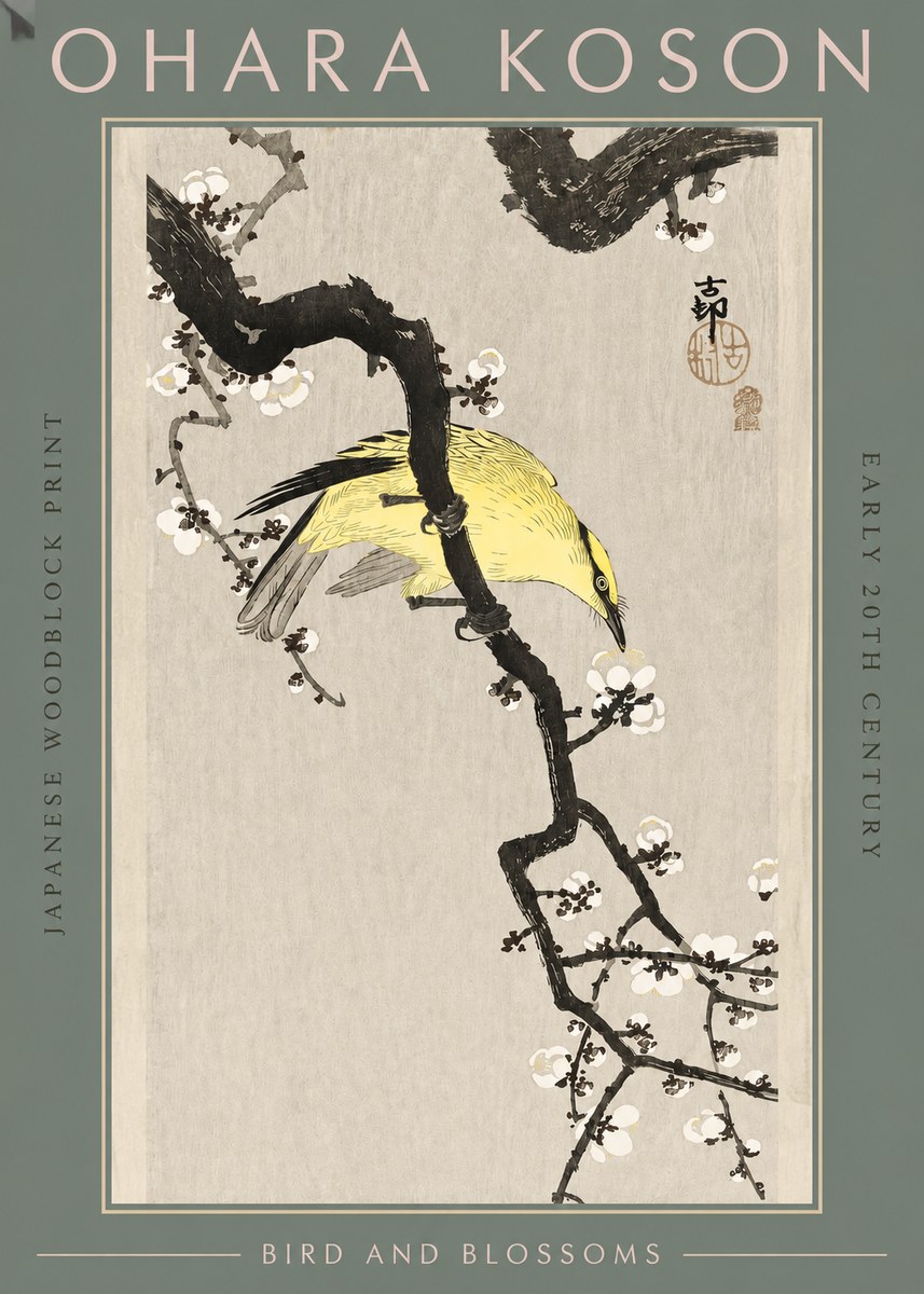 Ohara Koson Bird and Blossoms No2 - Póster