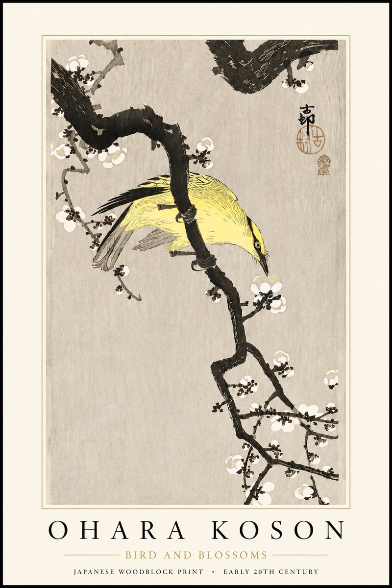 Ohara Koson Bird and Blossoms No3 - Póster