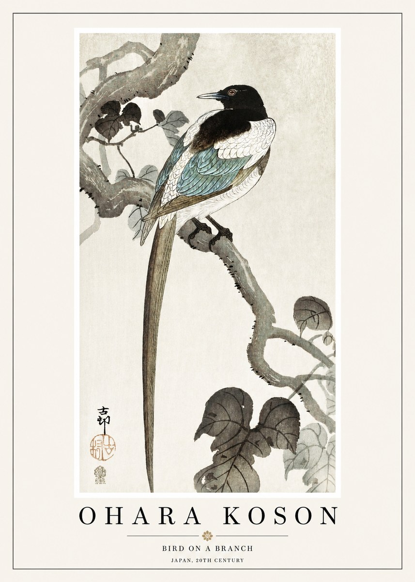 Ohara Koson Bird on a Branch IV No1 - Póster