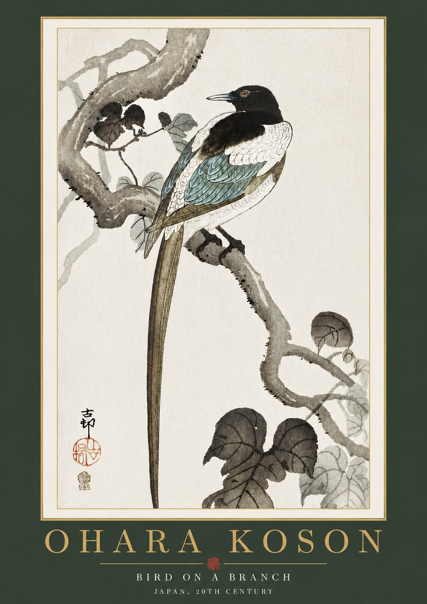 Ohara Koson Bird on a Branch IV No4 - Póster