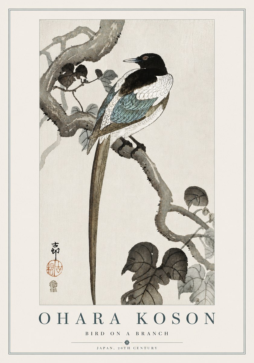 Ohara Koson Bird on a Branch IV No5 - Póster