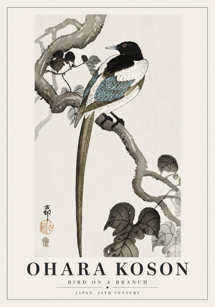 Ohara Koson Bird on a Branch IV No6 - Póster