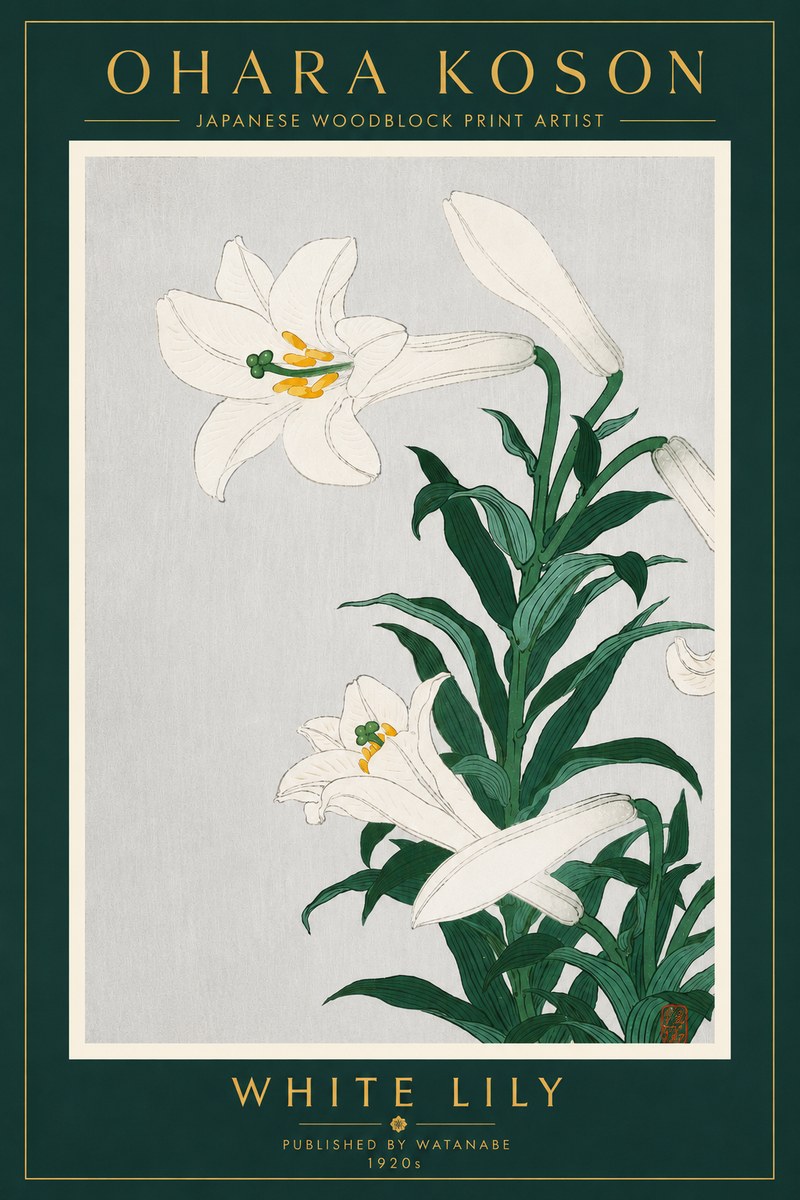 Ohara Koson White Lily No4 - Póster