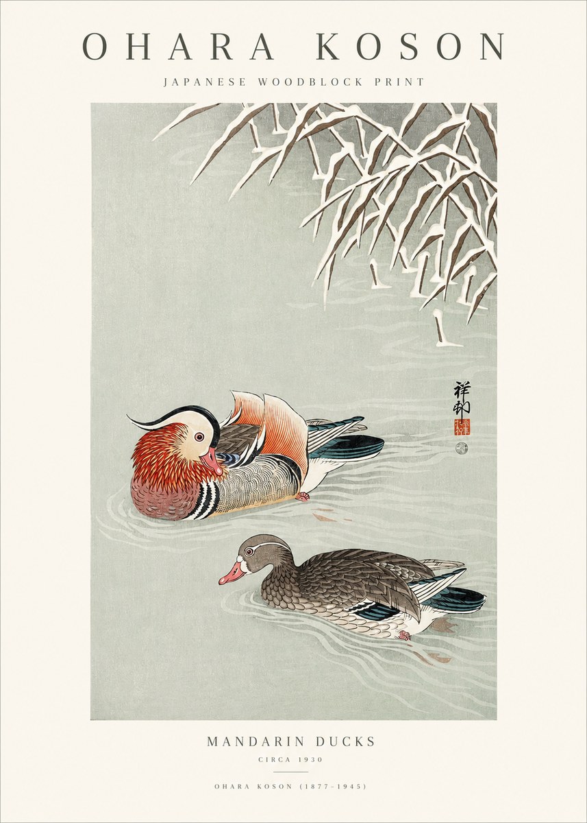 Ohara Koson Mandarin Ducks No1 - Póster